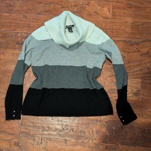 White House Black Market Cowl Neck Sweater in Black, Gray, and Cream